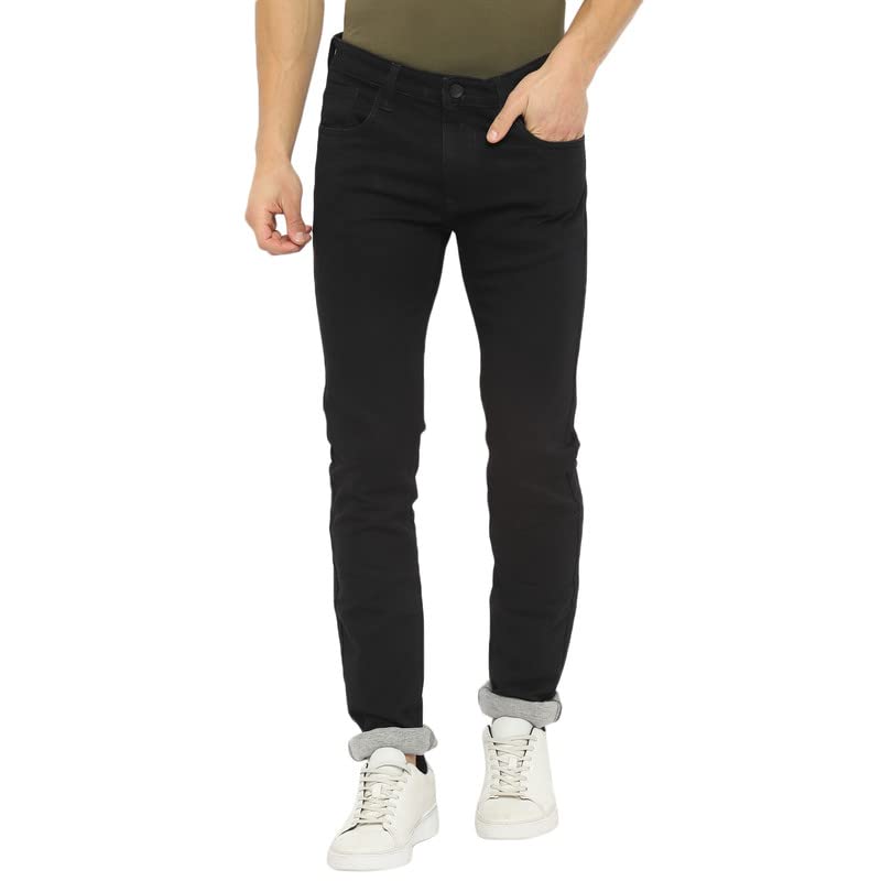Turtle Men Black Narrow Fit Fade Jeans