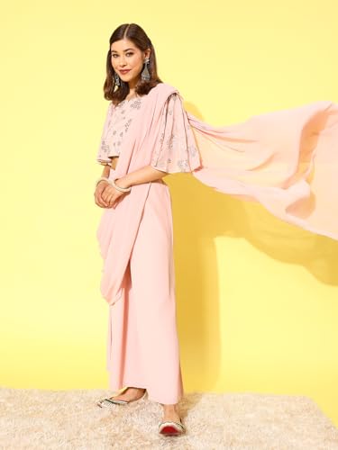 Libas WomenS Georgette Saree (34448_Pink)