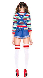 Music Legs 70870-ML 3 Piece Short Overall Romper with Multi-colored Striped Shirt Costume&#44; Medium & Large