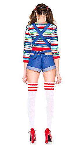Music Legs 70870-ML 3 Piece Short Overall Romper with Multi-colored Striped Shirt Costume&#44; Medium & Large