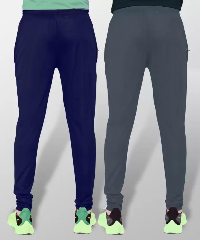 LookMark Mens Combo Slim Fit Solid Lycra Blend Full Elastic Sport Wear Running Gym Stretchable Jogger Track Pant