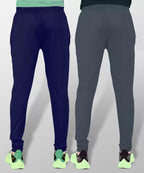 LookMark Mens Combo Slim Fit Solid Lycra Blend Full Elastic Sport Wear Running Gym Stretchable Jogger Track Pant