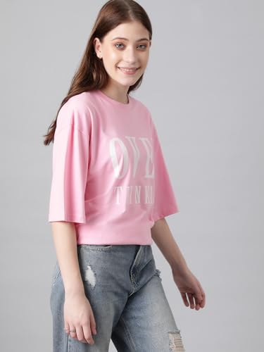 KOTTY Womens Cotton Blend Printed Oversized T-Shirts