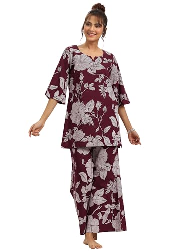 Libas WomenS Cotton Regular Casual Night Suit (50325_Xl) Burgundy