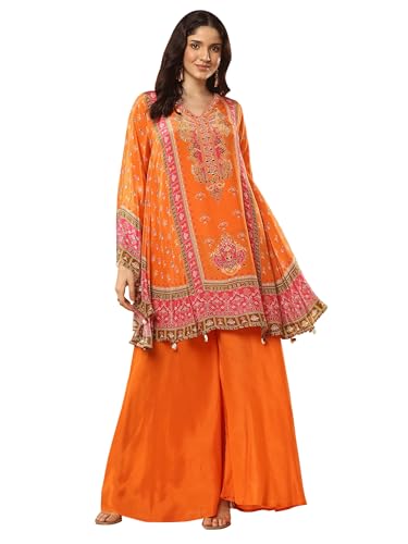 Libas Art Printed Crepe A-Line Kurta Set For Women (51206As)