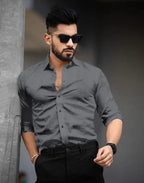 Pinkmint Cotton Spread Collar Long Sleeve Shirt For Men Formal Wear Office Wear