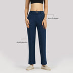BlissClub Ultimate Straight Tailored Trosuers | CloudSoftTM | Gold Button | Belt Loops | Stylish Pintucks | Mock Fly | 2 Pockets