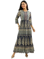 Libas WomenS Cotton Floor Length Dress (58321_Navy
