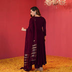 ANNI DESIGNER Womens Rayon Blend Anarkali Solid Kurta with Pant & Dupatta (JAYNTI Wine_3XL_Wine_XXX-Large)