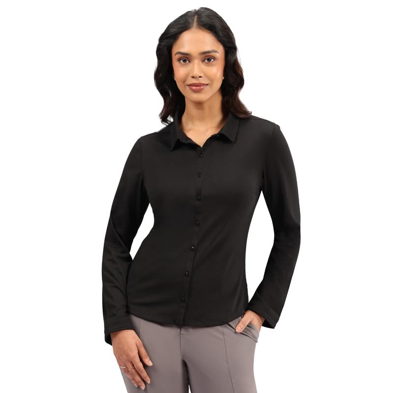 BlissClub Cotton Pro Classic Shirt, Cotton-Like Comfort, Sweat-Free Confidence, Flattering fit, Chic Workwear, Buttoned Front