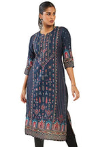 Soch Women Blue Polyester Floral Kurta (8907715865660_Blue_Xl)