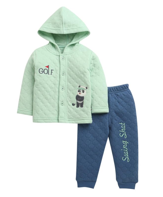 BUMZEE Boys Polyfill Regular Fit Winter Set Mint Green & Blue - 3-6 Months (Peb10661B-mgn)