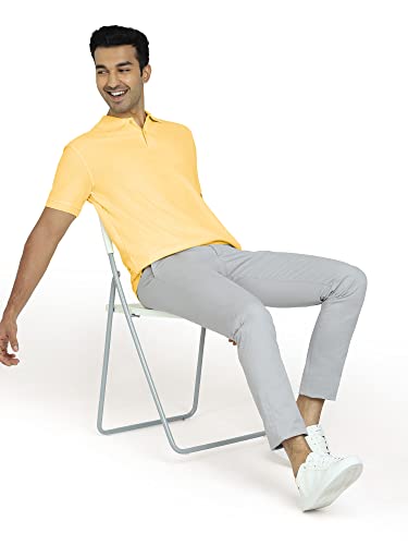 XYXX Mens Cotton Solid Relaxed Fit T-Shirt (XY_CR14_Polo Tshirt_1_Butter Yellow