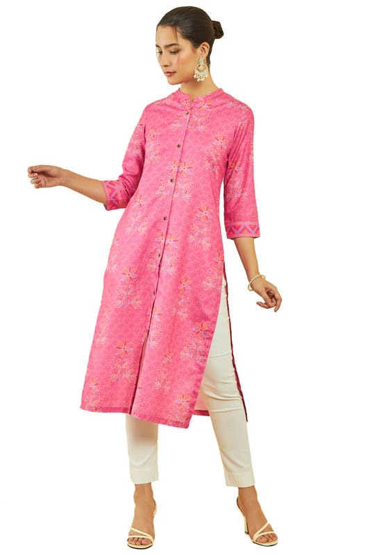 Soch Women Rayon Floral Print Straight Kurta with Pocket