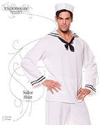 Underwraps Costumes Men's Sailor Costume - Shirt, White/Black, X-Large