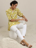 Libas WomenS Cotton Floral Regular Kurti (29614 Yellow
