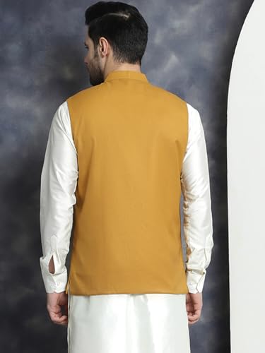 Jompers Mustard Men Solid Nehru Jacket