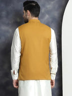 Jompers Mustard Men Solid Nehru Jacket
