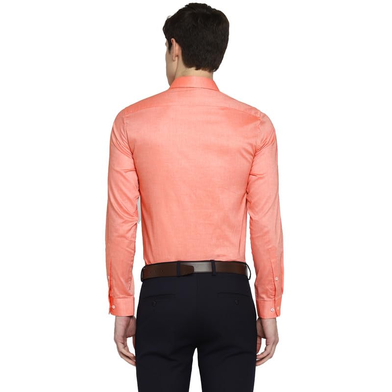 Turtle Men Cotton Solid Slim Fit Formal Shirts Orange