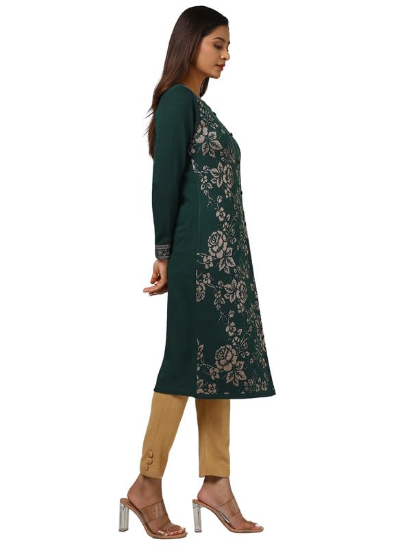 Soch Womens Green Acrylic Woven Design Kurta