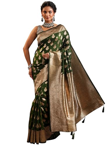 Libas Green Woven Design Silk Blend Saree For Women (47133P)