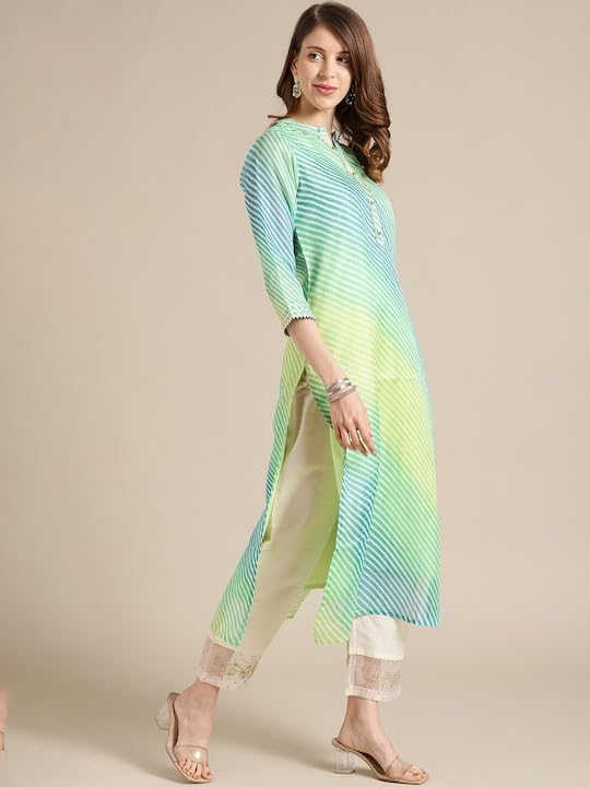 Varanga Leheriya Printed Straight Kurta With Mandarin Collar