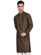 Jompers Mens Viscose Sequins And Embroidered Kurta
