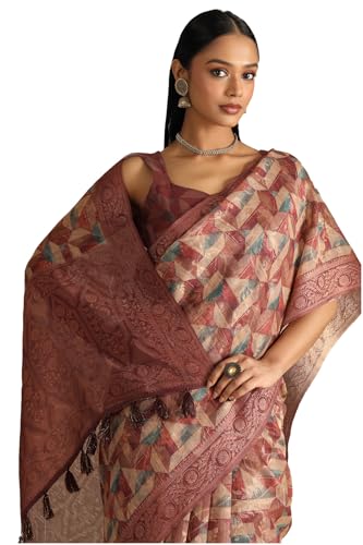 Soch Women Chanderi Geometric Print Saree with Zari Woven