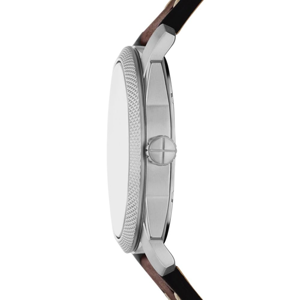 Fossil Men's Machine Three-Hand Date Brown Leather Watch and Bracelet Set