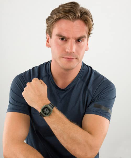 Casio Men's 'Classic' Quartz Stainless Steel and Resin Watch, Color:Black (Model: W-218H-3AVCF), Black/Green