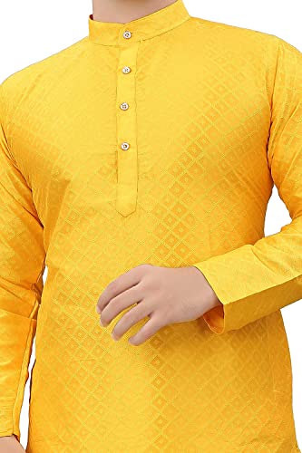 Baghadbillo MenS Jcard Straight Kurta (Jcard Kurta Yellow -38)