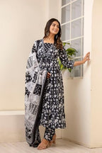 Shienzy Cotton Blend Square Neck Kurta Set With Dupatta For Women | Women Kurta Sets With Dupatta (1609-1610) (In, Alpha, Xl, Re