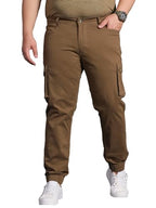 Bigbanana Plus Size MenS Regular Fit Solid Trousers (Pacman,Brown,9Xl)