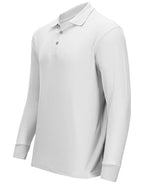 Premium Wear Men's Long Sleeve Polo Shirts - Stain Guard Polo Shirts for Men - White - 3X-Large
