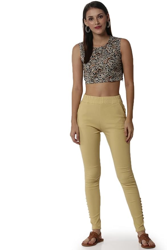 Soch Women Solid Cotton Pant with Buttons
