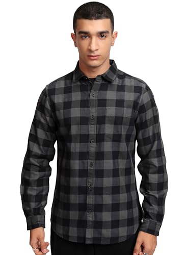 Ketch MenS Semi Fit Shirt (Khsh001765_Grey/Black