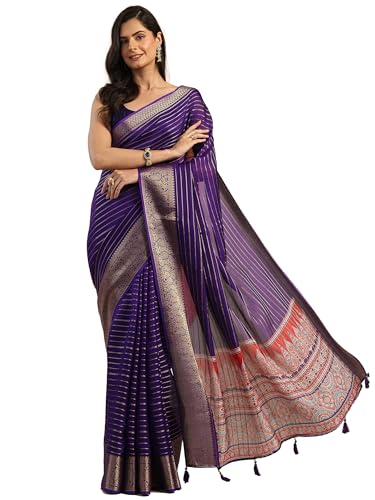 Libas Womens Woven Design Georgette Saree With Blouse Piece