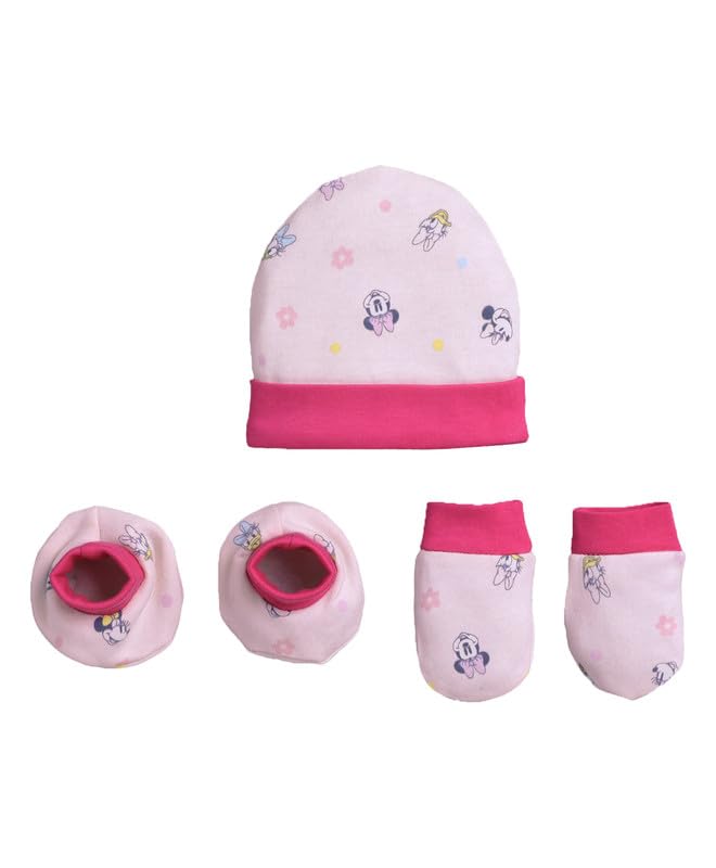 BUMZEE Boys Cotton Cap Mitten Bootie Peach & Pink - 0-3 Months (Peb11065-pch)