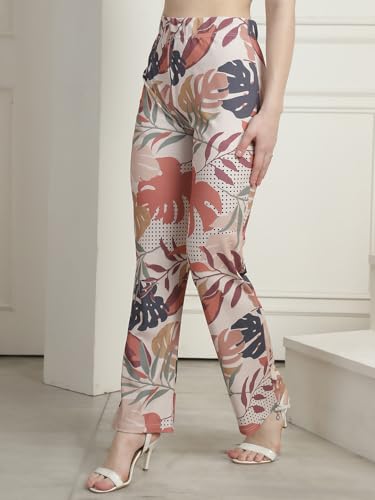 Preneum Womens Striped Wide-Leg High-Waisted Korean-Inspired Comfortable & Stylish and Formal Bell Bottom Trouser Pant, Cream &