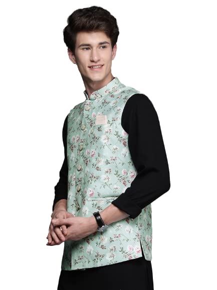 Manyavar MenS A-Line Coat (Jcba070-317_Green