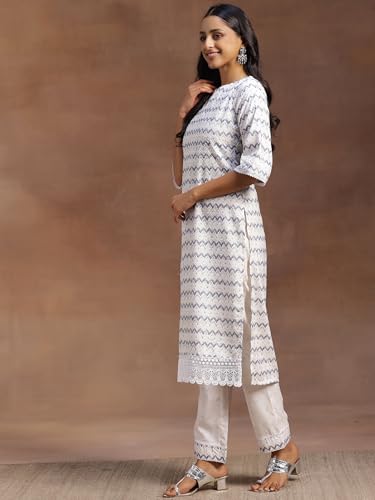 Libas WomenS Cotton Blend Kurta Set (35365_Off White