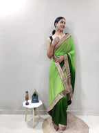 Shiv Textiles Womens Gorgette Less Border Zip And Go Pre-Stitched Saree  Effortless Wear & Comfort : Ready To Wear Saree(Sb-St-R