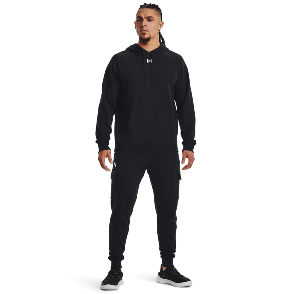Under Armour Men's Rival Fleece Hoodie, (001) Black / / White, Small