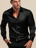 Indoprimo MenS Classic Fit Plain Satin Casual Shirt For Men Full Sleeve
