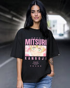Bewakoof Official Demon Slayer Merchandise Mitsuri Kanroji Womens Graphic Print Oversized Fit Half Sleeve Round Neck Cotton T-S
