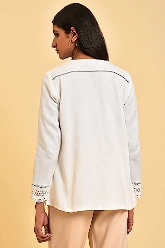 W for Woman Womens Ecru Embroidered Jacket with Lace (23FEW20175-820545