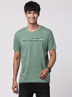 ADRO Mens Graphic Printed 100% Cotton T-Shirt - Regular Fit, Printed T-Shirts for Men (RN24-RAC-PT_Pista_L)