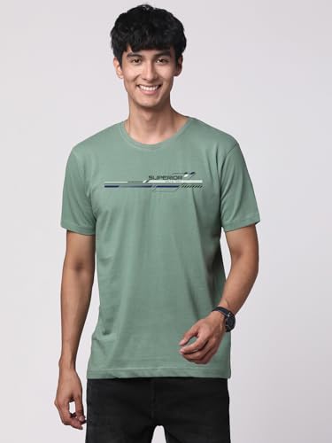 ADRO Mens Graphic Printed 100% Cotton T-Shirt - Regular Fit, Printed T-Shirts for Men (RN24-RAC-PT_Pista_L)