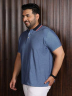Bigbanana Plus Size MenS Regular Fit Jacquard Polo Tshirt
