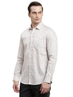 Turtle Men Grey Printed Full Sleeve Slim Fit 100% Cotton Formal Shirt